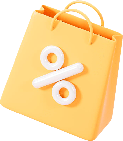 yellow shopping bag with discount percent sign yellow background marketing discount promotion concept 3d rendering 778569 6759 min